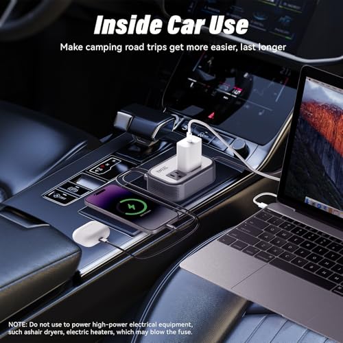 200W Car Power Inverter, FOVAL 12V DC to 110V AC Car Inverte with 4 USB Ports Car Outlet Adapter, Power Inverter for Vehicles, Car Plug Adapter Outlet for Laptop Computer Charger (Gray) - color: Grey