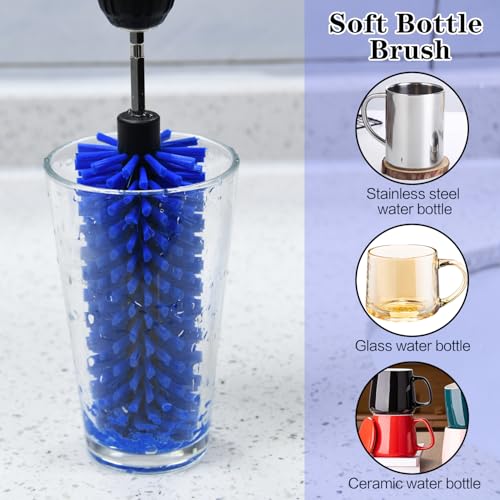 Drill Brush for Car Wheel and Bottle, Highly Dense and Durable Car Cleaning Brush for Wheels, Rims, Engines, Exhaust, Bottle - color: 1 Pack Dark Blue