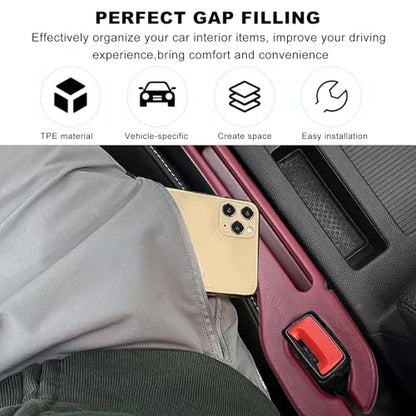 2 PCS Car Seat Gap Filler, Multifunctional Side Seat Gap Stopper Organizer with Phone Holder, Automotive Crevice Blocker Plug Between Seats Console to Prevent Dropping (Red) - color: Red