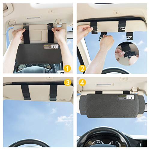 Car Visor Sunshade Extender, Window Shade, Anti-Glare Sun Blocker for Driver or Front Seat Passenger,1 Piece (Black) - color: black