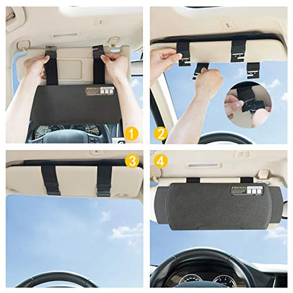 Car Visor Sunshade Extender, Window Shade, Anti-Glare Sun Blocker for Driver or Front Seat Passenger,1 Piece (Black) - color: black