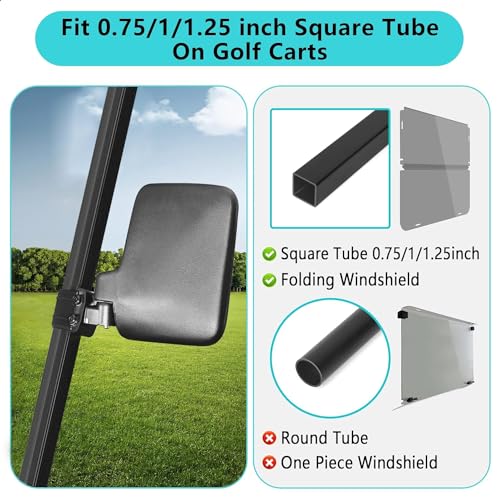 10L0L Golf Cart Mirror No Drilling Side Mirrors Universal for Yamaha, Club Car, EZGO, Folding Side Rear View Mirrors Adjustable 180 Degree HD Glass - style: Only Side Mirrors