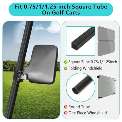 10L0L Golf Cart Mirror No Drilling Side Mirrors Universal for Yamaha, Club Car, EZGO, Folding Side Rear View Mirrors Adjustable 180 Degree HD Glass - style: Only Side Mirrors