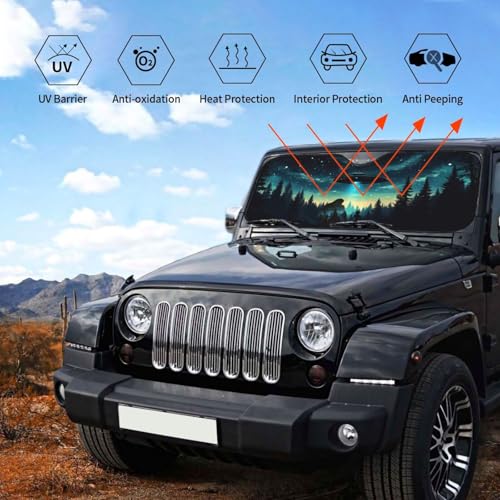 Alien Tree Car Sun Shade Windshield Sunshade Foldable Front Window Shield Cover for Truck SUV - color: Blue1