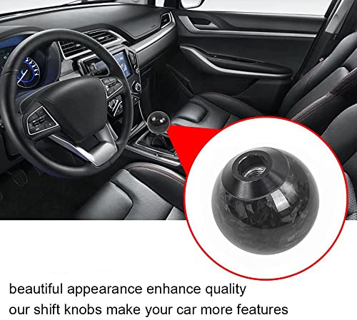 muge racing Forged Carbon Fiber Shift Knob Gear Shifter Spherical Type Unique Designed for Most Manual Car Universal Gear Shift Knob with 3 Adapters (Real Carbon Fiber-Sphere, Black) - style: Carbon Fiber-Sphere