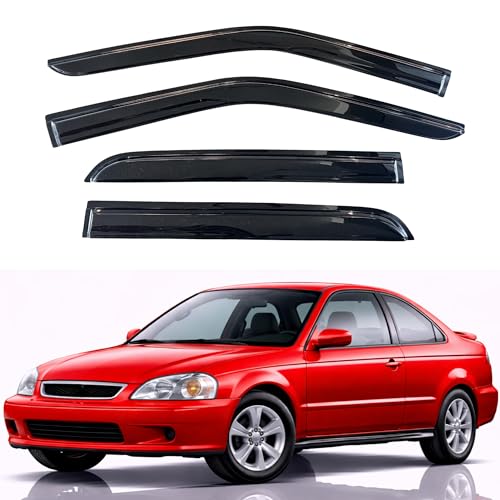 KPY Rain Guards Fit for 1996-2000 Honda Civic, Out-Channel Window Visors Vent Wind Deflectors 4PC, Car Accessories for 96-00 Civic (Sedan Only) - size: 1996-2000 Civic