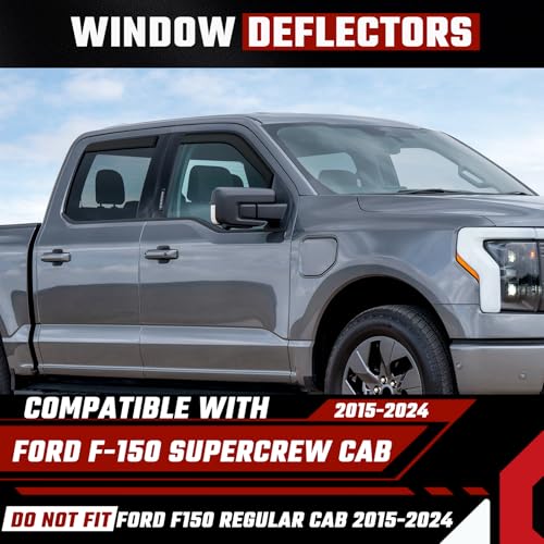 in-Channel Rain Guards Compatible with Ford F150 2015-2025, Extra Durable Side Window Deflectors, 2020 2021 2022 2023 2024 2025 F150 Wind Deflectors Rain Guard Black - 4 PCS - size: Fit for Ford F150 2015-2025 in-Channel