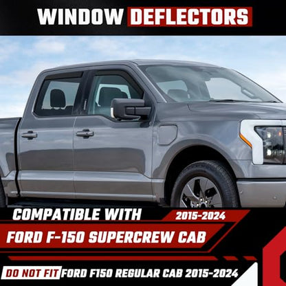 in-Channel Rain Guards Compatible with Ford F150 2015-2025, Extra Durable Side Window Deflectors, 2020 2021 2022 2023 2024 2025 F150 Wind Deflectors Rain Guard Black - 4 PCS - size: Fit for Ford F150 2015-2025 in-Channel