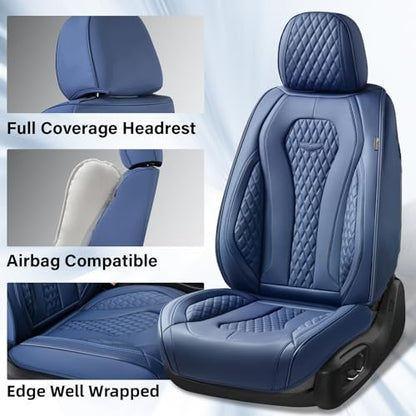 Coverado Seat Covers, Car Seat Covers Front Seats, Blue Car Seat Cover, Waterproof Car Seat Covers, Car Seat Cushion, Front Car Seat Covers Leatherette Car Seat Protector Universal Fit Most Cars - color: Blue, size: FrontPair