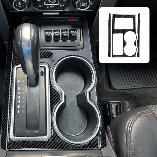 Car Carbon Fiber Gear Shift Cup Holder Panel Decal Sticker Interior Trim Cover Accessories for Ford F150 Raptor 2009 2010 2011 2012 2013 2014 - color: Gear Shift Cup Holder Panel