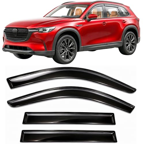 2024-2026 Tape-On Rain Guards for Mazda CX-90 & CX-70 Side Window Visor Deflectors Turbo S Select Preferred Plus Premium Tinted Vent Shades CX90 CX70 2025 - size: For Mazda CX-90 & CX-70 2024-2026