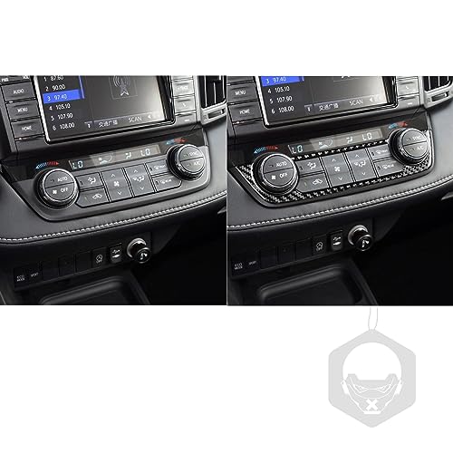 NVCNX Real Premium Carbon Fiber Car Dashboard AC Panel Cover Decal Compatible with Toyota RAV4 2013 2014 2015 2016 2017 2018 XLE LE Limited SE Adventure Platinum Hybrid Interior Trim Accessories Black - color: Ac Panel