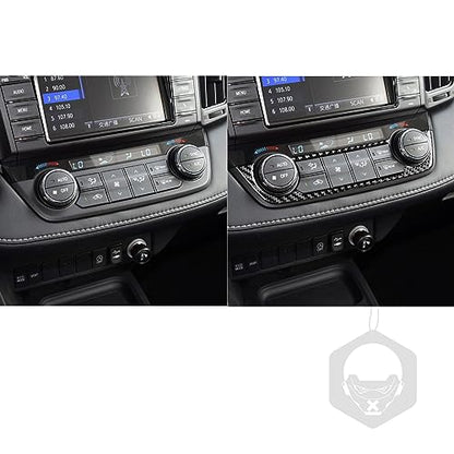 NVCNX Real Premium Carbon Fiber Car Dashboard AC Panel Cover Decal Compatible with Toyota RAV4 2013 2014 2015 2016 2017 2018 XLE LE Limited SE Adventure Platinum Hybrid Interior Trim Accessories Black - color: Ac Panel
