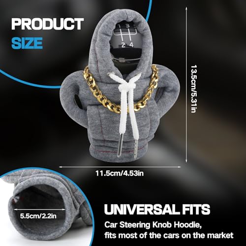 Funny Gear Shift Hoodie Cover, Car Shifter Knob Sweatshirt, Universal Stick Shift Cover for Car Gear Handle - color: Grey
