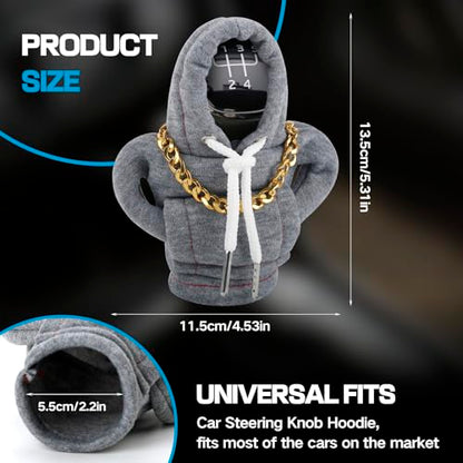 Funny Gear Shift Hoodie Cover, Car Shifter Knob Sweatshirt, Universal Stick Shift Cover for Car Gear Handle - color: Grey