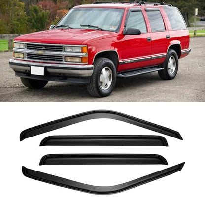 Window Visors for 1995-2000 Tahoe/Yukon, 1992-1999 Suburban, Chevy/GMC C/K 1500/2500/ 3500 for Crew Cab 1992-2000, Rain Guards Vent Deflector Shade Smoke for 1999-2000 Escalade, Tape-On, 4PCS - style: For 1995-2000 | Chevy Tahoe/ GMC Yukon | Out-Channel