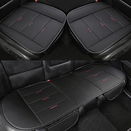 West Llama Bottom Seat Covers, Include 1 Pair Front Seat Protector and 1 Rear Seat Cover, Universal PU Leather Seat Covers for 90% Cars (Black) - color: D-Black, size: Universal Fit - Full Set