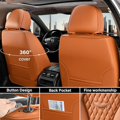 Coverado Car Seat Covers Full Set, Brown Seat Covers, Automotive Car Seat Cover, Car Seat Covers Front Seats Back Seat Covers, Car Seat Protector Universal Fit Most Cars - color: Brown, size: FullSet