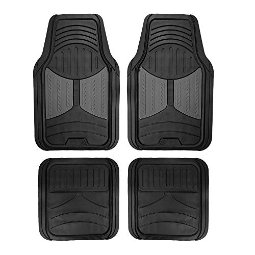 FH Group Automotive Floor Mats - Heavy-Duty Monster Eye Floor Mats for Cars, Universal Fit Full Set, Climaproof Floor Mats, Trimmable Floor Mats for Most Sedan, SUV, Truck Floor Mats Rubber Gray - color: Gray / Black, style: Floor Mat Set