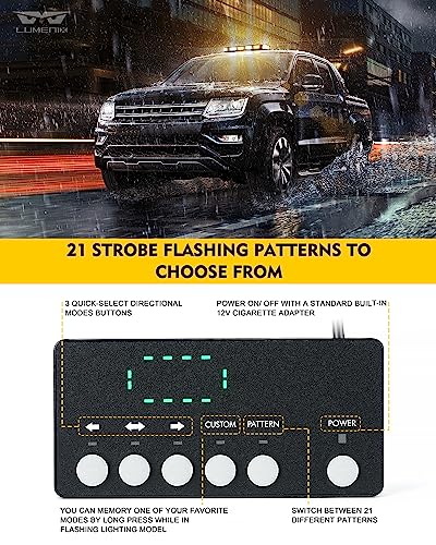 LUMENIX Rooftop Strobe Beacon Lights Bar White Amber LED Emergency Traffic Security Lightbar Magnetic Base Warning Flashing Light for Construction Vehicles Trucks Postal Mail Carrier Snow Plow - color: White&Amber