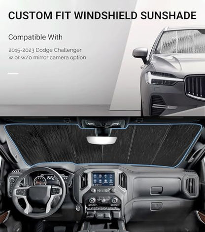 Pigenius Windshield Sunshade for Dodge Challenger 2015-2023 Front Window Shade - AstraGuard - color: Silver, size: 2015-2023 Challenger