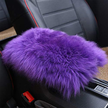 Auto Center Console Cover, Console Cover Armrest Pads, Warm Winter Sheepskin Wool Car Armrest Seat Box Pad Cushion Protector Universal Fit (Purple) - color: Purple
