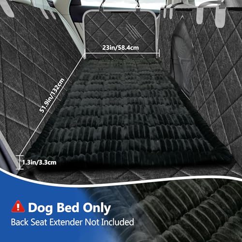 Thickened Dog Bed for Car Back Seat, Upgraded Bottom Non-Slip, Fits Hard Bottom car seat Cover for Dogs, Premium Dog Car Seat Cover - color: Classic Black
