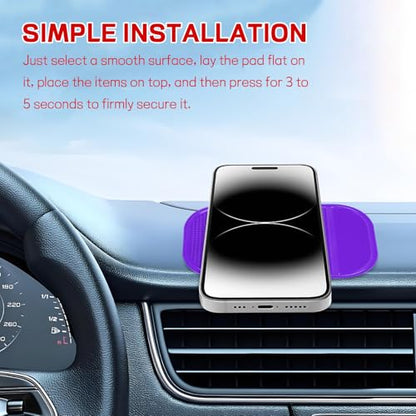 10PCS Car Dashboard Non-Slip Mat, Multifunctional Anti-Slide Sticky Pad for Auto Dashboard, Anti-Slip Dash Pad for Cell Phone, Radar Detector, Keys, Glasses, GPS, Coins (Purple) - color: Purple