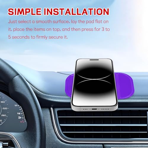 10PCS Car Dashboard Non-Slip Mat, Multifunctional Anti-Slide Sticky Pad for Auto Dashboard, Anti-Slip Dash Pad for Cell Phone, Radar Detector, Keys, Glasses, GPS, Coins (Purple) - color: Purple