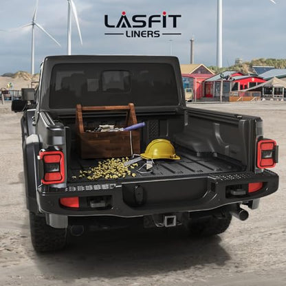 LASFIT 5FT Bed Mat for Jeep Gladiator JT 2026 2025 2024 2023 2022 2021 2020 (60 inches), All Weather TPE Custom Fit Truck Bed Mat Truck Bed Liner, Black - style: Gladiator 2020-2026 Bed Mat