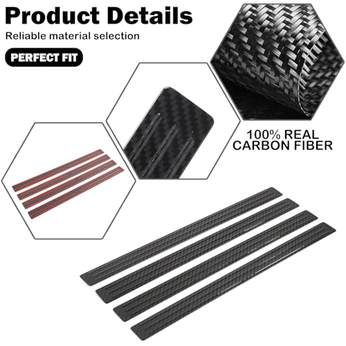 Car Interior Door Panel Trim Sticker for Hummer EV Accessories,Genuine Carbon Fiber 4-Inner Side Door Handle Panel Trim Molding Kit Compatible with Hummer EV SUV Truck 2022 2023 2024 2025+ (Black)