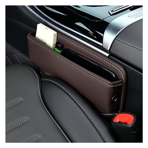 Ziciner Car Seat Gap Organizer, Premium Leather Auto Seat Storage Box, Vehicle Adjustable Front Seat Gap Filler, Car Seat Side Pocket Organizer for Phones, Glasses, Keys, Money, Cards (Coffee) - color: Coffee