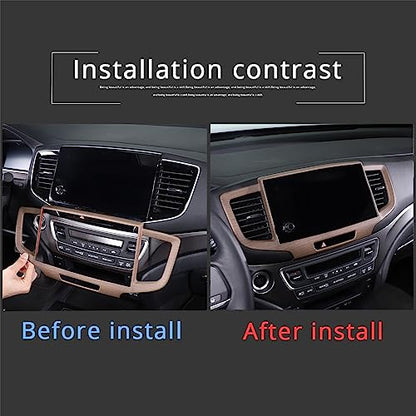 Dashboard Navigation Panel Frame for Honda Pilot 2019-2022/ Ridgeline 2021-2023/ Passport 2019-2023, ABS Material Center Console GPS Screen Panel Frame Trim Accessories (Pear Wood Grain) - color: Pear Wood Grain