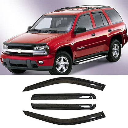 94240 Side Window Wind Vent Deflector, 4pcs Out-Channel Rain Guards Set, Window Visor fit for 2002-2006 Chevy Trailblazer EXT & GMC Envoy XL,2003-2008 Isuzu Ascender - size: 02-06 Chevy Trailblazer EXT