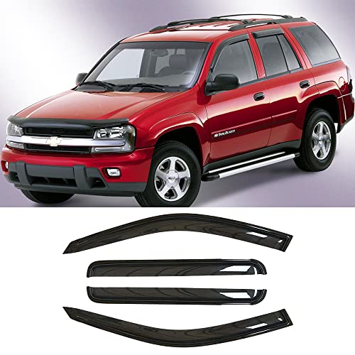 94240 Side Window Wind Vent Deflector, 4pcs Out-Channel Rain Guards Set, Window Visor fit for 2002-2006 Chevy Trailblazer EXT & GMC Envoy XL,2003-2008 Isuzu Ascender - size: 02-06 Chevy Trailblazer EXT