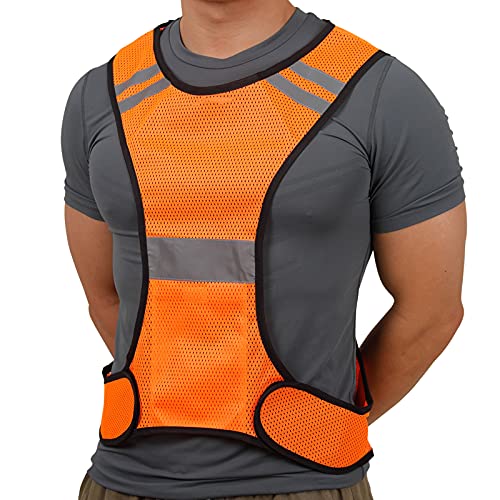 TCCFCCT Reflective Running Vest, High Visibility Running Gear with Large Pocket - color: 2 Pack Mesh Orange