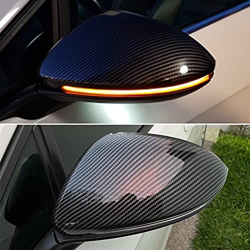 1 Pair Black Rearview Mirror Cover Left Right Side Mirror Covers Caps for VW Golf MK7 7.5 GTI 7 Golf 7 R (Carbon Fiber) - color: Carbon Fiber
