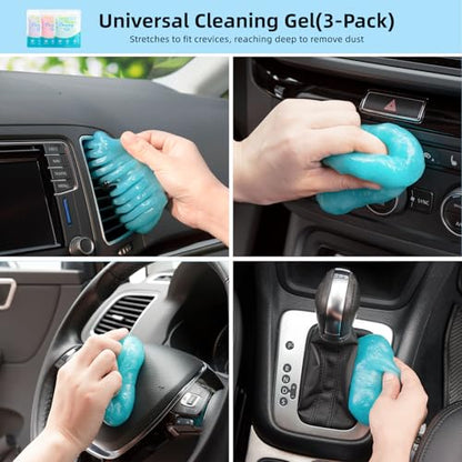 TICARVE 9Pcs Car Interior Detailing Kit - Car Cleaning Brushes, Universal Gel, Microfiber Towel and Storage Bag for Dashboard, Air Vents, Keyboard & Electronics - size: 9 Pack
