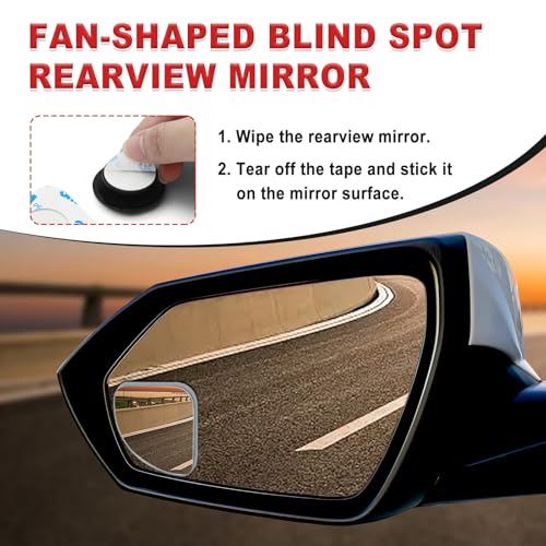 2-Pack Universal HD Blind Spot Mirrors, 360° Adjustable Frameless Convex Rear View Mirror for Cars, Trucks, SUVs, and Vans - Fan Shaped Side Mirrors Car Accessories (fan shape) - style: fan shape