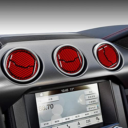Car Carbon Fiber Decal Central Air Outlet Sticker for Ford Mustang 2015 2016 2017 2018 2019 2020 2021 2022 2023 Accessories - color: Central Air Outlet