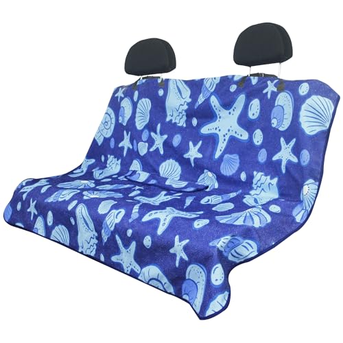 Waterproof Back Seat Cover for Dogs and Kids, Car Seat Protector Under Baby Car Seat, Child and Dog Car Seat Cover Blanket for Rear Bench(Conch Shells Starfish, Rear Bench Seat Towel) - color: Conch Shells Starfish, size: 1PC Rear Bench Seat Towel