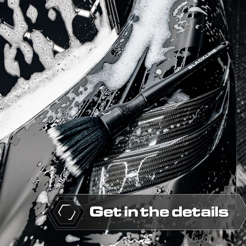 Blackline Car Detail Brushes- Luxury Car Detailing Brush Set for Interior and Exterior - Best Auto Detailing Brushes - Premium Car Detailing Brushes (Ultra Soft Bristles)