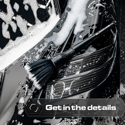 Blackline Car Detail Brushes- Luxury Car Detailing Brush Set for Interior and Exterior - Best Auto Detailing Brushes - Premium Car Detailing Brushes (Ultra Soft Bristles)