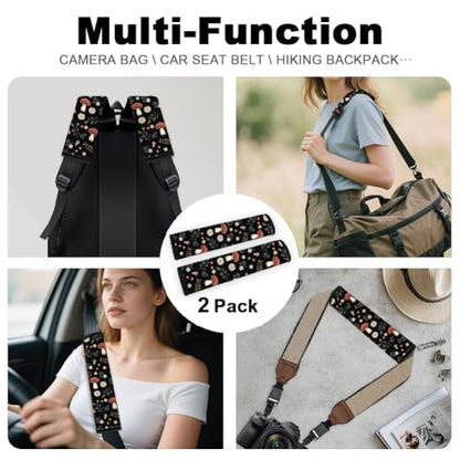 2Pcs Soft Auto Seat Belt Cover Pad Mushroom Daisy Flower Plant Print Colorful Car Seatbelt Shoulder Cushion for Comfortable Driving, Compatible with All Cars' Seatbelt and Backpack Straps - color: Mushrooms