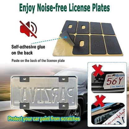 BGMVFK Black Carbon Fiber License Plate Frame- Rust Proof Aluminum Slim Car Tag Holder, Heavy Duty Plate Mount Kit- Screws, Caps Cover, Rattle Proof Pads, 2 Pack for Front & Rear
