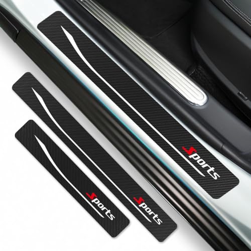 4Pcs Universal Car Door Sill Protector, Carbon Fiber Scratch Resistant Door Entry Guard & Scuff Plate for Car SUV and Off-Road Trim Accessories (Sports) - color: Sports