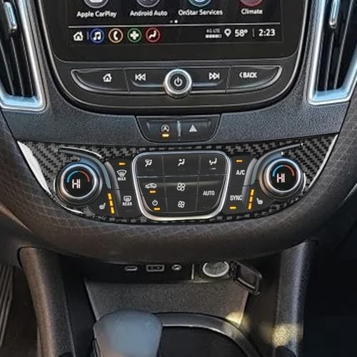 Black Carbon Fiber Compatible with Chevy/Chevrolet Malibu 2016-2025 2017 2018 2019 2020 2021 2022 2023 2024 Accessories Car Central Control A/C Air Switch Knob Cover Interior Trim Decal C - color: Ac Control Buttons -C