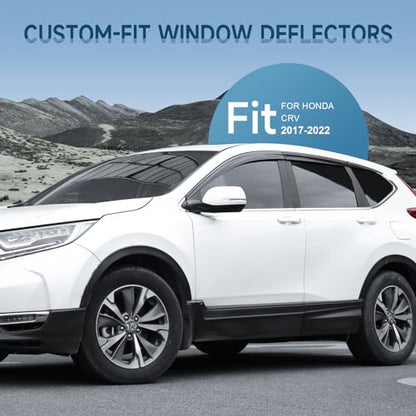 Black Rain Guards Fit for Honda CR-V (CRV 2017 2018 2019 2020 2021 2022 Tape-On Side Shatterproof Window Visor, Window Deflectors, Rain Visors, 6-Piece Set - size: Fit for Honda CR-V 2017-2022 Tape-On