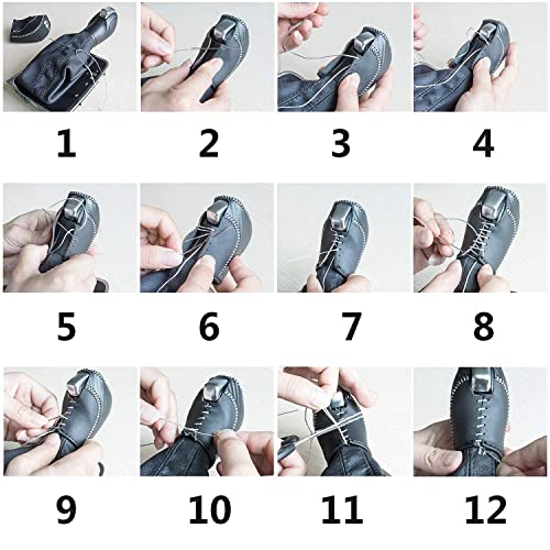 JIECHEN Auto Car Leather Gear Shift Knob Cover for Golf Jetta Passat Tiguan Atlas Beetle GLI Eos CC Sportwagen Jetta Hybrid R GTI Accessories (Black) - color: Black