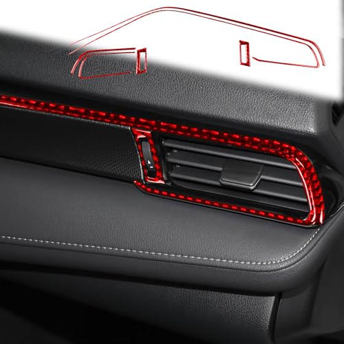 Real Red Carbon Fiber Compatible with Toyota Camry 2018-2024 Accessories Car Front Row Left Right A/C Vents Kit Cover Interior Trim Sticker Decal 6PCS - color: A/C Vent Kit